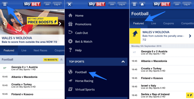 what can you do with the sky bet iphone app