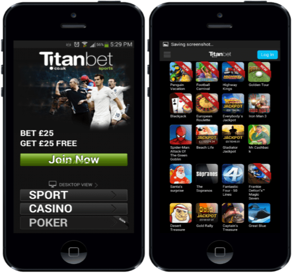 what are the layout and design of titanbet for android