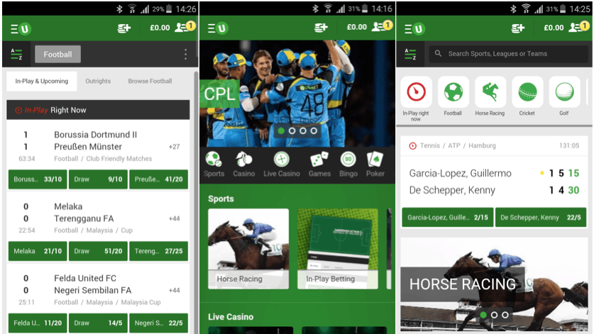 what does the unibet android app look like