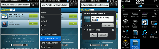 William Hill blackberry app