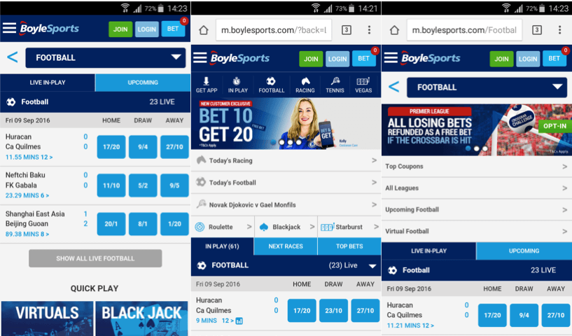 Where to find details about the Boylesports app for Android?