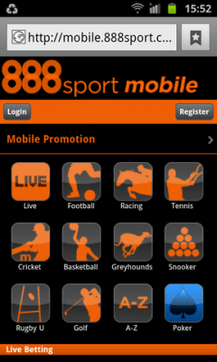 What are the 888sport betting options for an android phone?