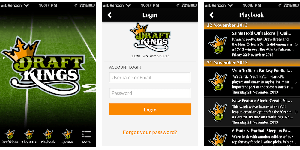 draft kings app screen