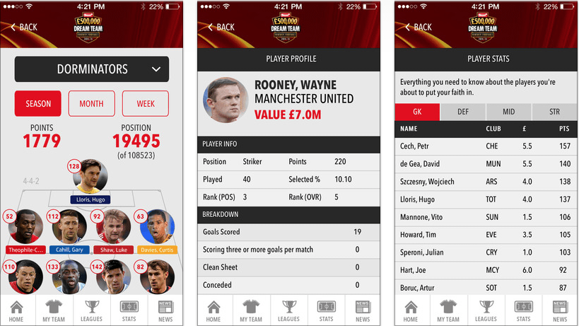 dream team app screen