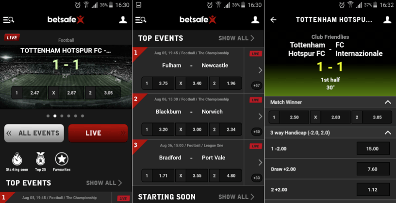 What does the iPhone app of Betsafe look like?