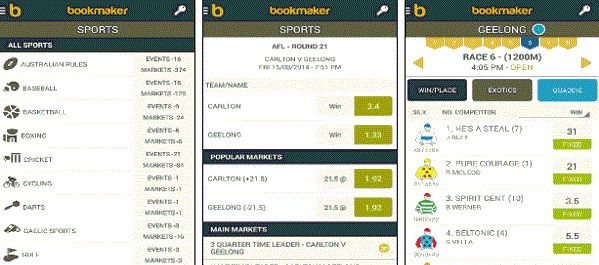 What does the application of Bookmaker.com.au look like?