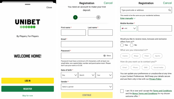 Unibet Registration